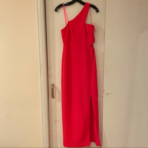 aidan mattox one shoulder crepe dress Aidan By Aidan Mattox Asymmetric Ruffle One-Shoulder Crepe Dress